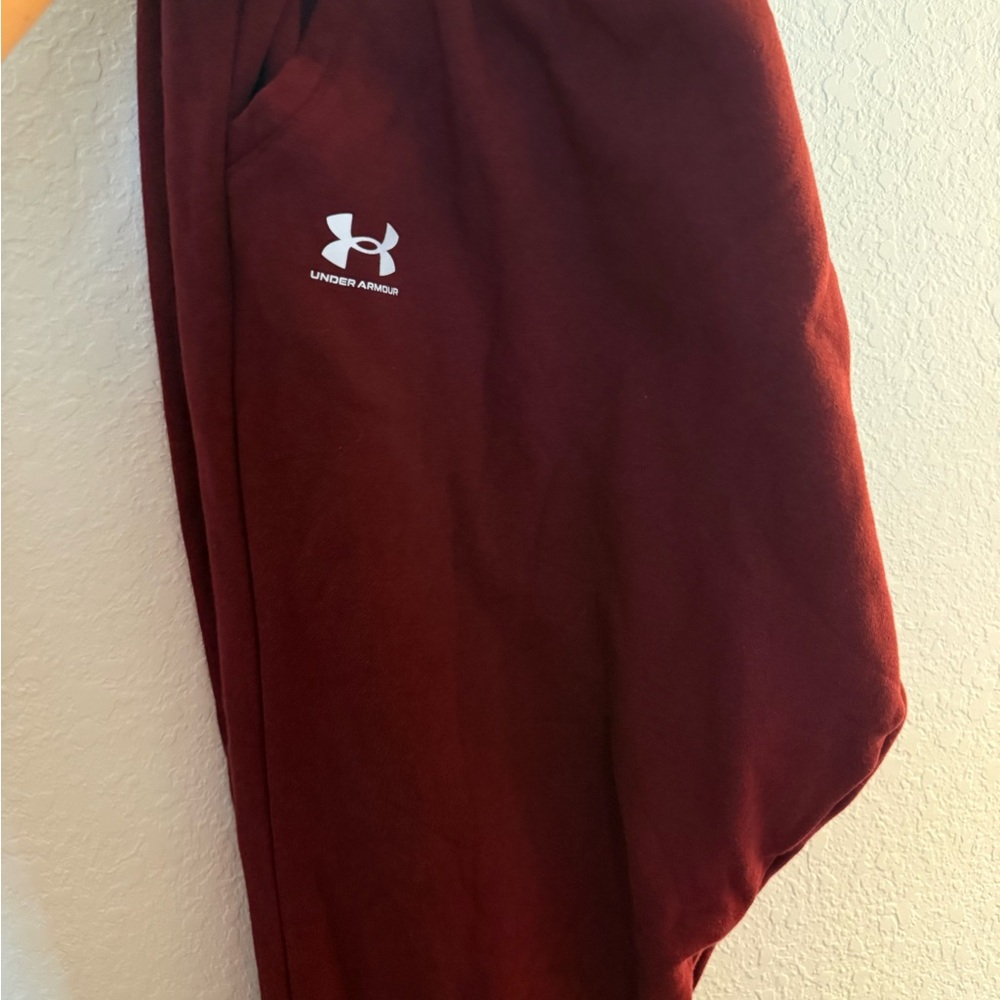 Under Armour Burgundy Joggers with White Logo